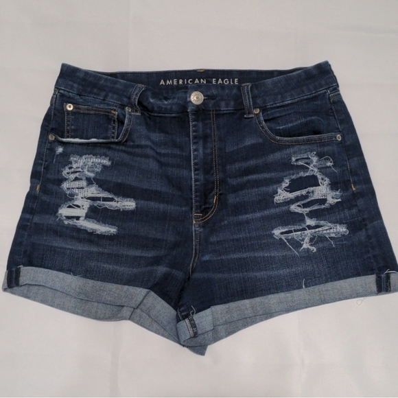 SOLD BUNDLE of 3 American Eagle Curvy Hi-Rise Shortie Shorts sz 14 - Picture 4 of 10